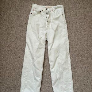Levi's White Ribcage Straight Jeans